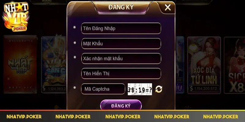 Thông tin đăng ký Nhatvip cần nhập khá đơn giản